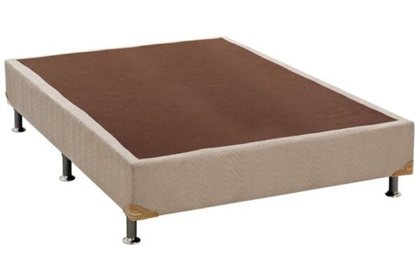 Base Cama Box Sommier Camurça Bege 30cm