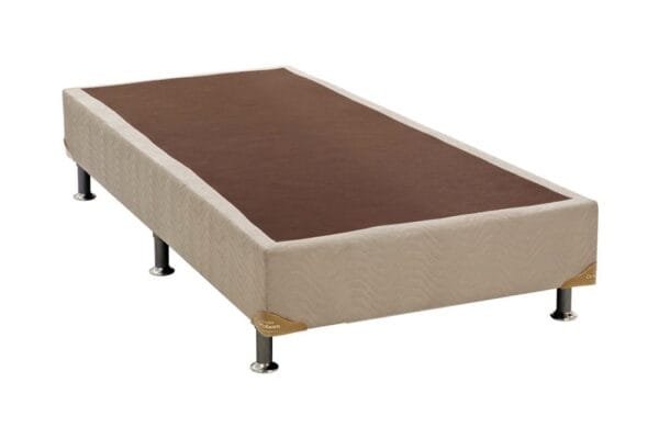 Base Cama Box Sommier Camurça Bege 30cm