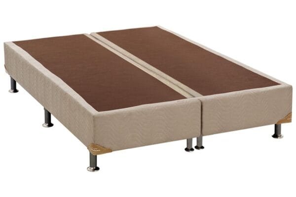 Base Cama Box Sommier Camurça Bege 30cm